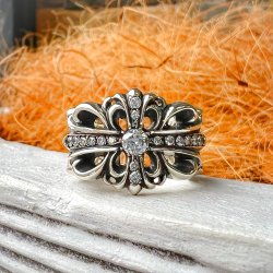 クロムハーツ ダブルフローラルクロスリング パヴェ ダイヤモンド カスタム 完成!
