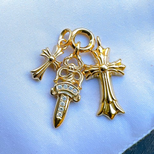 クロムハーツ ダガー チャーム ダイヤカスタム & 金メッキ コーティング 完成♪