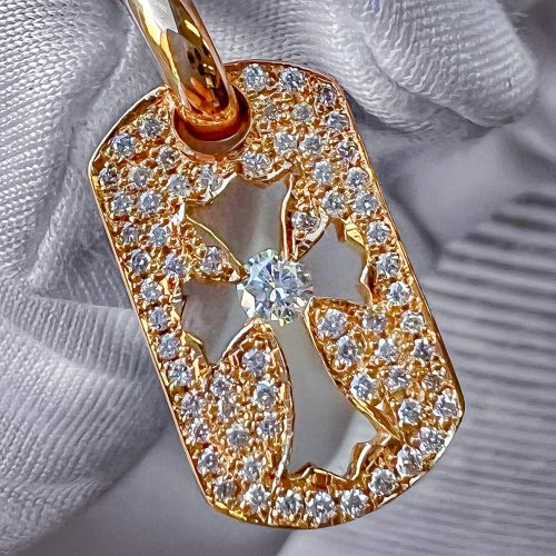 22 Kクロムハーツカスタム カットアウトクロス ドッグタグ タイニー パヴェダイヤモンド 完成しました♪