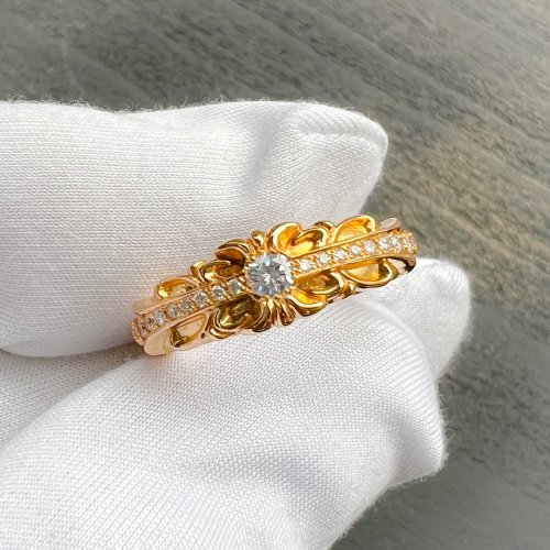 クロムハーツ 22K ベイビークラシック フローラルクロス リング パヴェダイヤカスタム 完成致しました☆