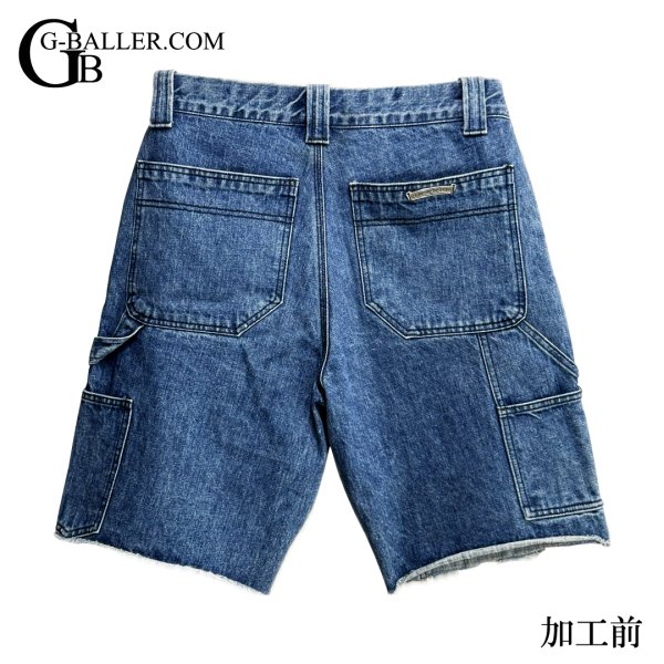 画像4: CHROMEHEARTS クロスパッチカスタム デニム カーペンターショートパンツ レザーパッチ カスタム