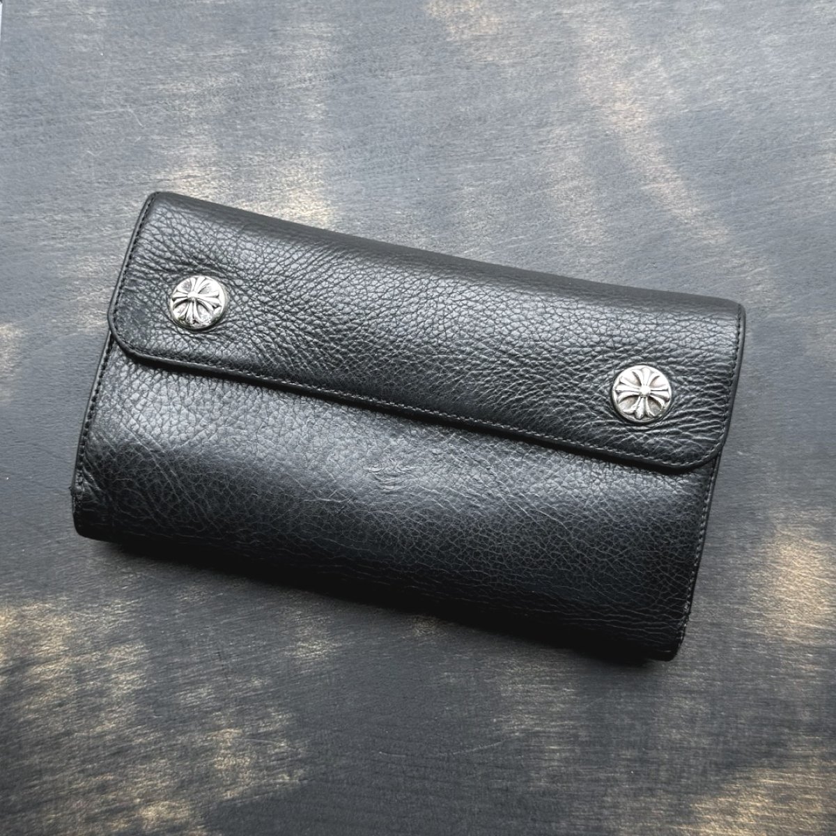 画像2: クロムハーツ ウェーブウォレット 財布修理 クロスボタン 取付 カシメ直し