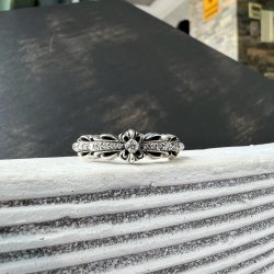 クロムハーツ ベイビークラシック ダブルフローラルクロス オープンリング ダイヤカスタム 完成致しました！
