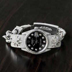 クロムハーツ x ロレックス ウォッチブレス フルダイヤ加工 OYSTER PERPETUAL DATE Ref.1500 完成致しました！