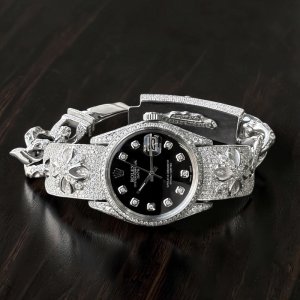 クロムハーツ x ロレックス  ウォッチブレス フルダイヤ加工　OYSTER PERPETUAL DATE Ref.1500