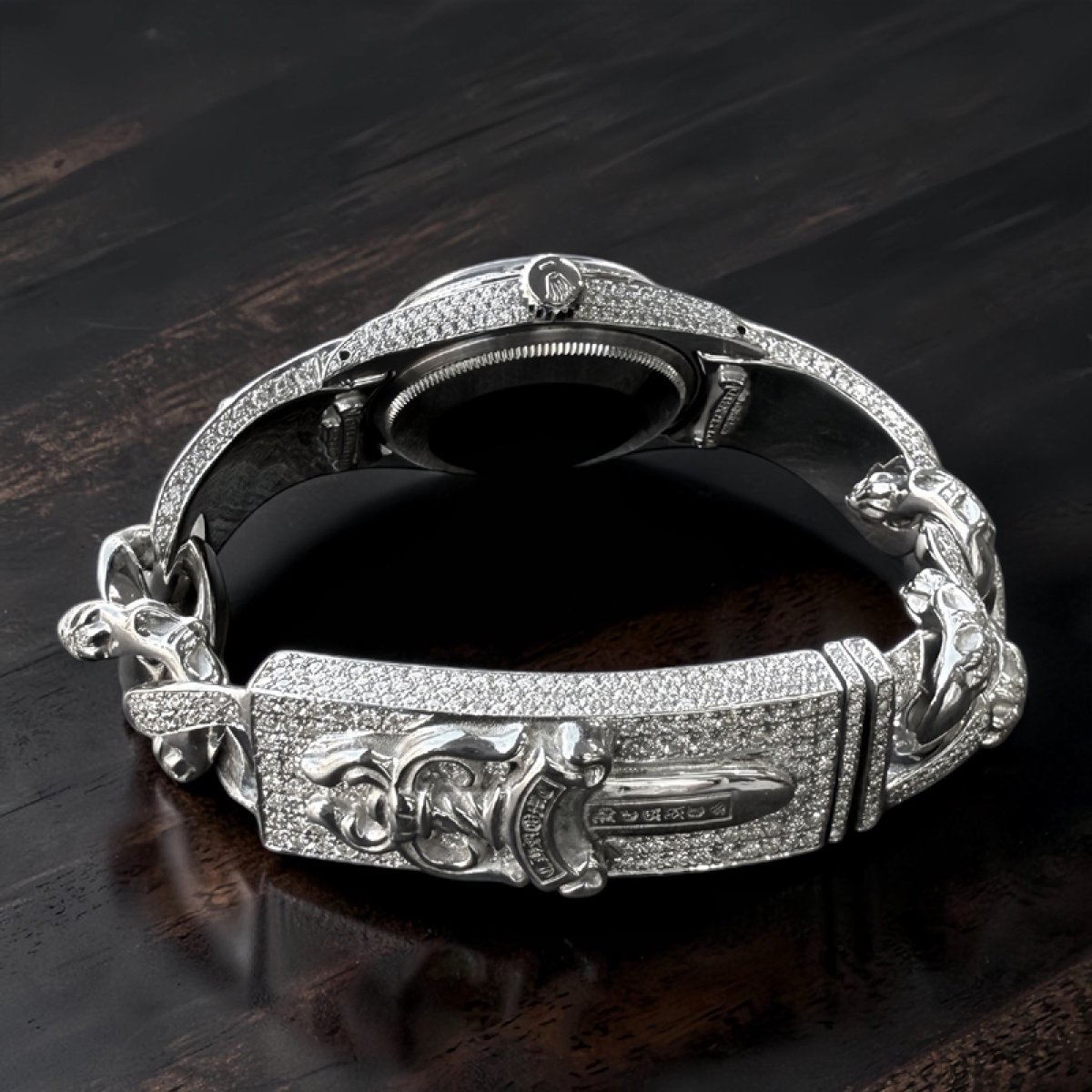 画像3: クロムハーツ x ロレックス  ウォッチブレス フルダイヤ加工　OYSTER PERPETUAL DATE Ref.1500