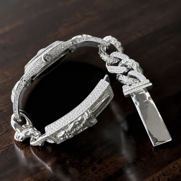 画像4: クロムハーツ x ロレックス  ウォッチブレス フルダイヤ加工　OYSTER PERPETUAL DATE Ref.1500