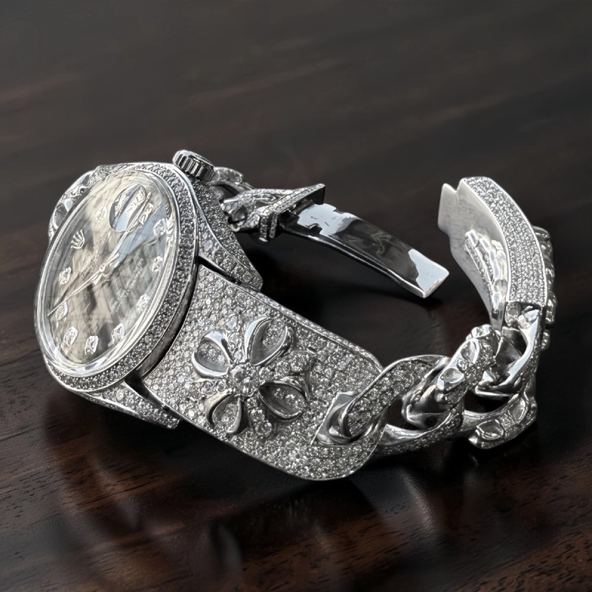 画像5: クロムハーツ x ロレックス  ウォッチブレス フルダイヤ加工　OYSTER PERPETUAL DATE Ref.1500