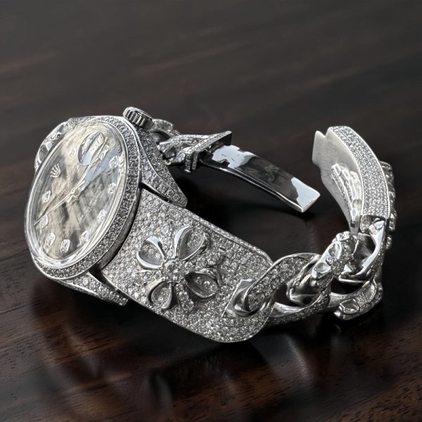 画像5: クロムハーツ x ロレックス  ウォッチブレス フルダイヤ加工　OYSTER PERPETUAL DATE Ref.1500