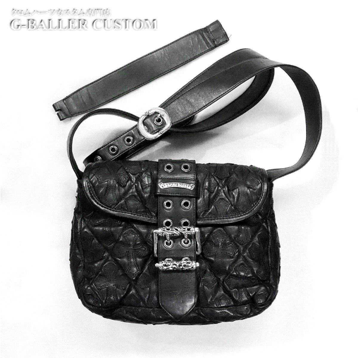 画像2: クロムハーツレザー修理 G-BENDER セメタリー クロスパッチ キルテッド レザー ショルダーバッグ サイズ直し（延長）