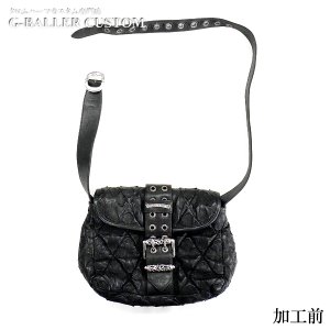 クロムハーツレザー修理 G-BENDER セメタリー クロスパッチ キルテッド レザー ショルダーバッグ サイズ直し（延長）