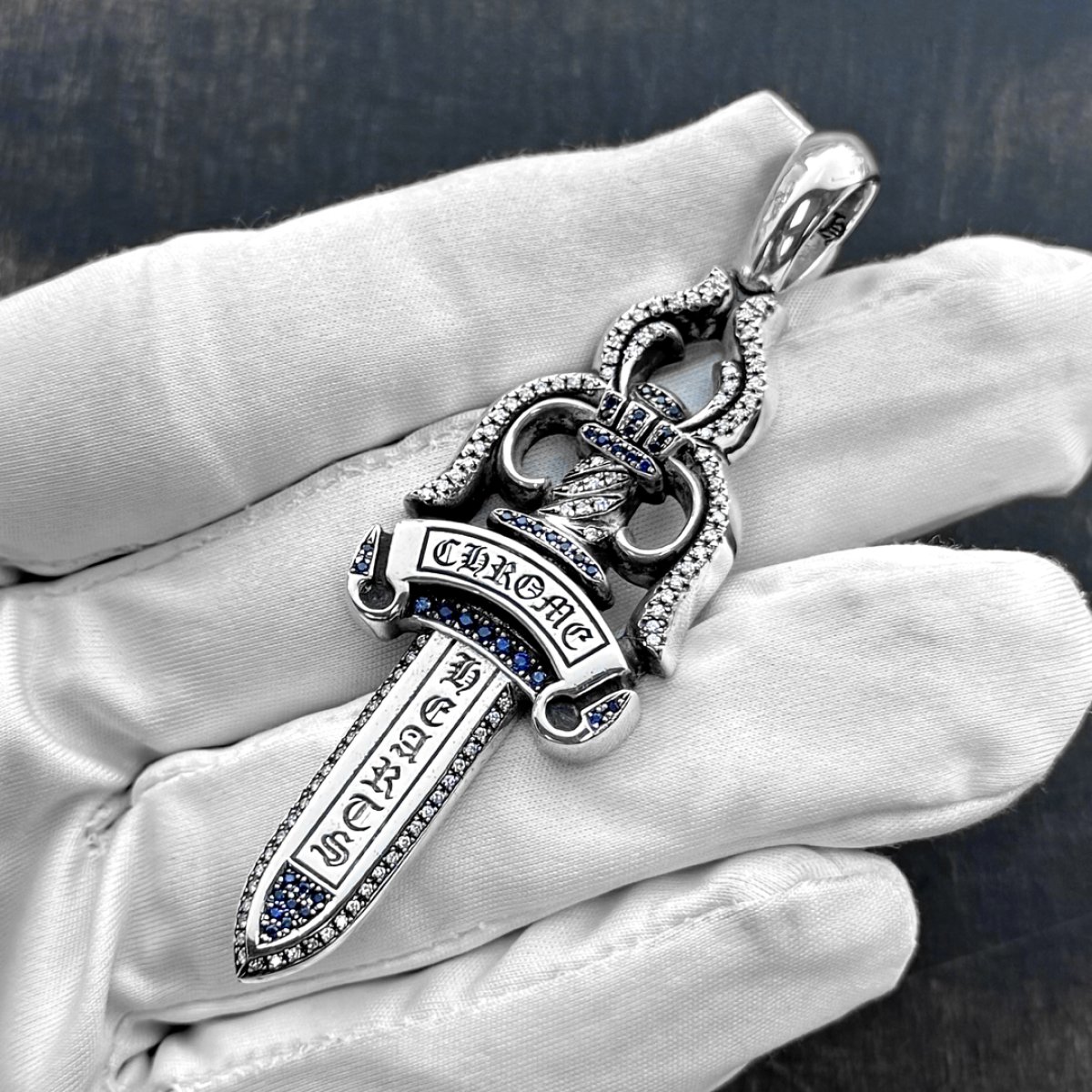 画像4: クロムハーツ ラージダガー カスタム ダイヤモンド サファイア パヴェダイヤ加工