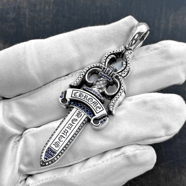 画像4: クロムハーツ ラージダガー カスタム ダイヤモンド サファイア パヴェダイヤ加工