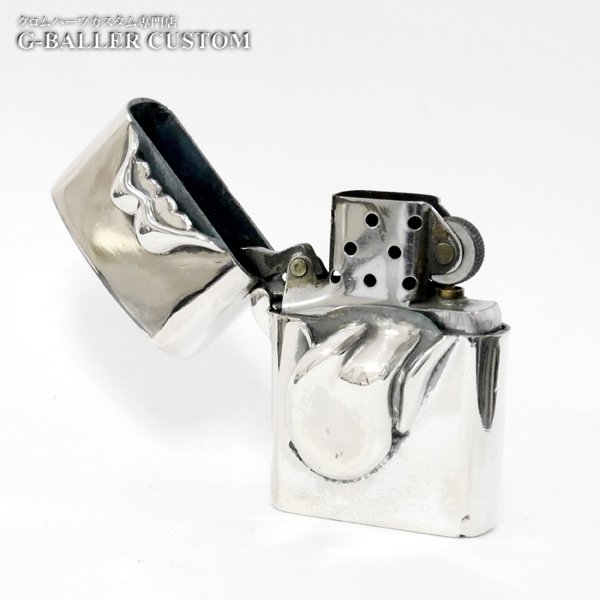ヒンジ交換修理後のクロムハーツ リップ&タン ZIPPO 蓋を開けた状態